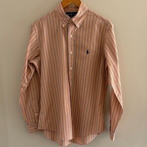 Polo by Ralph Lauren Orange and Navy Striped Button-Down Shirt M